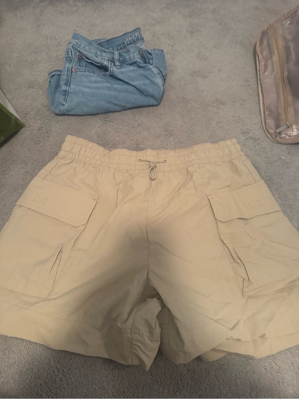 Old Navy Women's Tan Cargo Shorts with Drawstring Waist